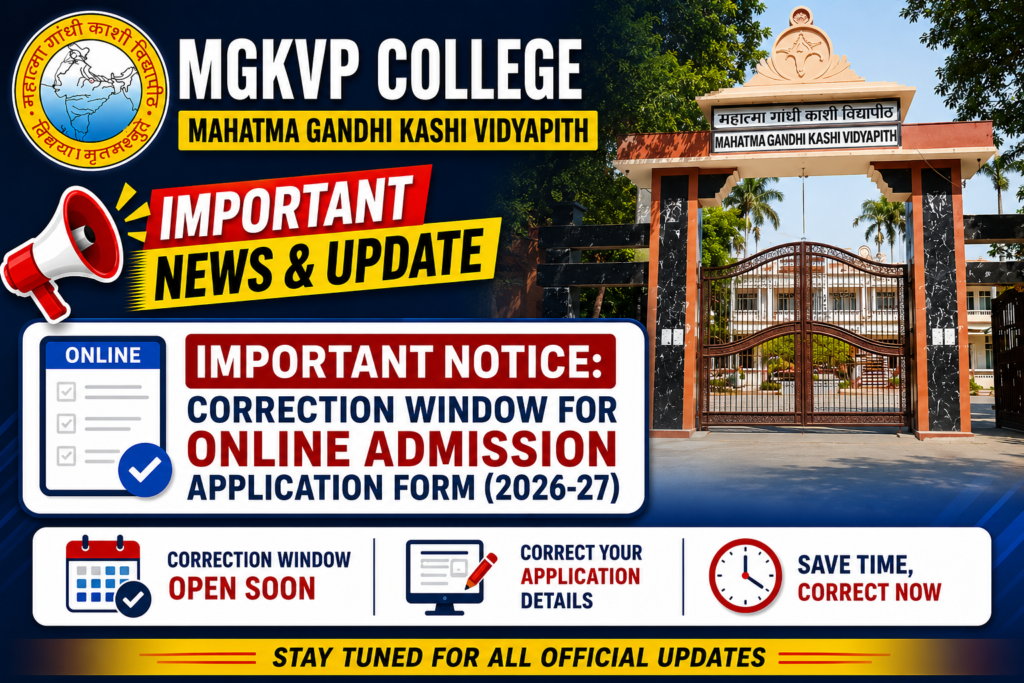 Correction Window for Online Admission Application Form (2026-27)